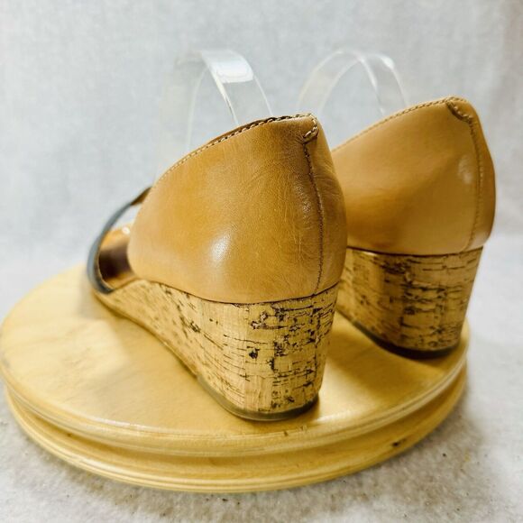 LATIGO▪︎LEATHER▪︎CORK WEDGE▪︎PEEP TOE▪︎SANDALS▪︎SZ 11▪︎shoes▪︎SAAVI Women’s Navy - Picture 7 of 10